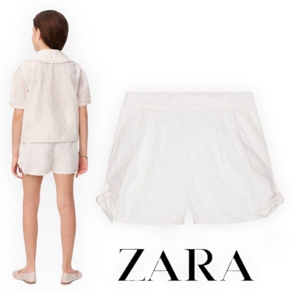 ZARA Kids | White | SHORTS WITH BOWS - Picture 1 of 5